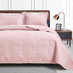 Love's cabin Twin Quilt Set Pink Bedspreads - Soft