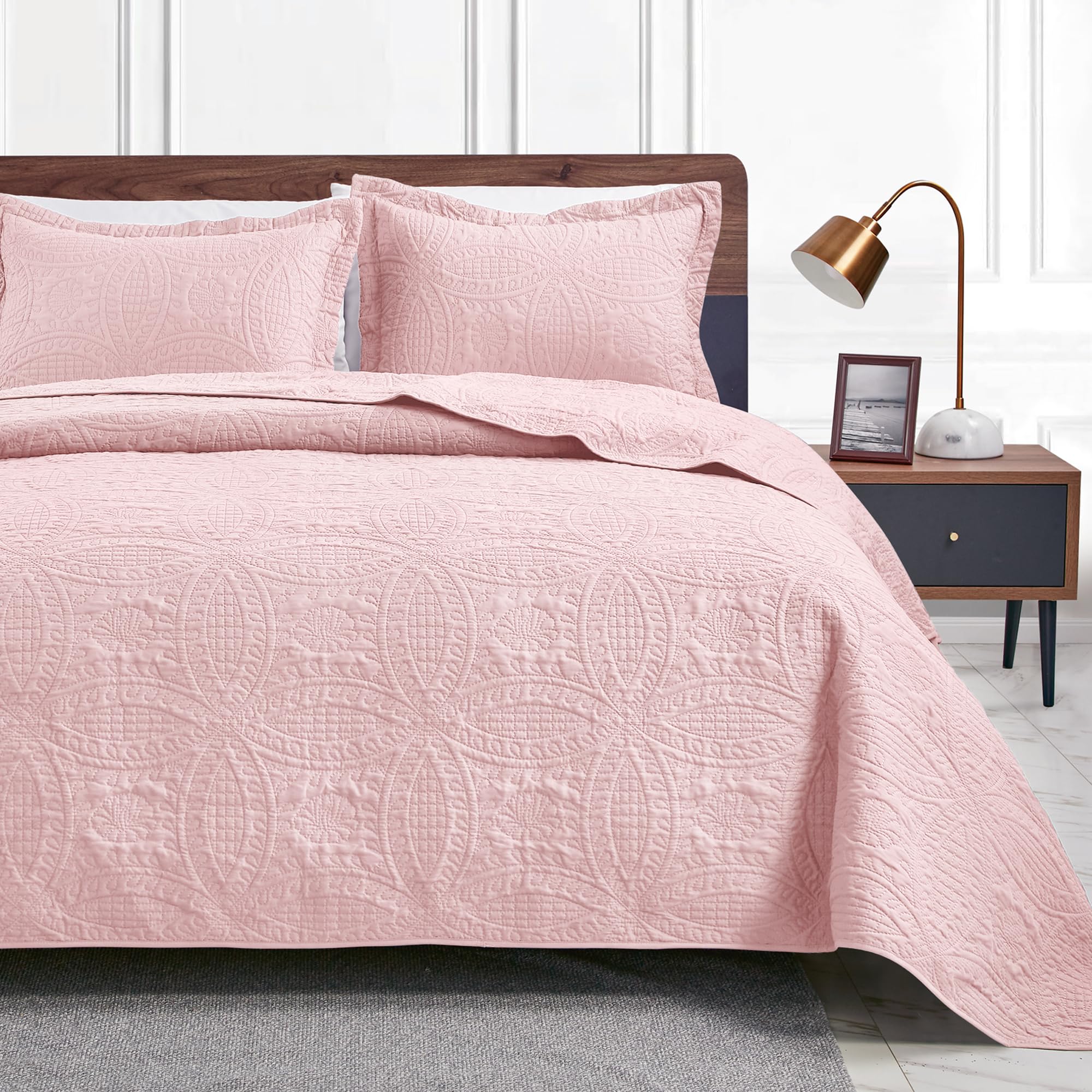 Love's cabin Twin Quilt Set Pink Bedspreads - Soft