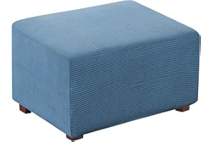Flamingo P Oversized Ottoman Slipcover Sofa Spandex Jacquard Stretch Storage Ottoman Slipcover Protector Covers (X-Large, Dusty Blue)