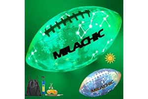 MILACHIC Glow in The Dark Football Size 9 & Youth Size 6, Luminous Glowing Footballs Super Grip Composite Leather Football Balls with Pump and Ball Carry Bag