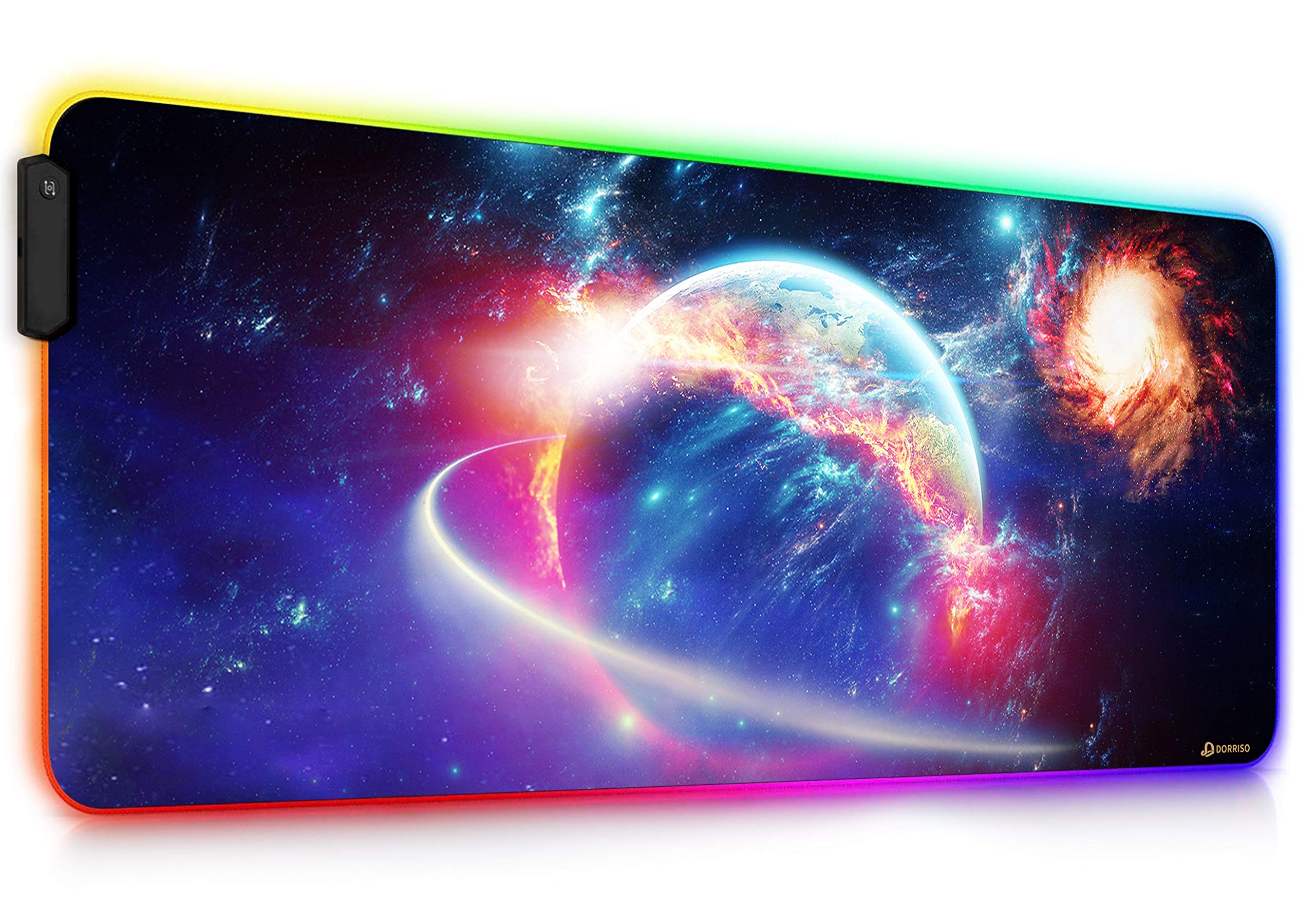 DORRISO Mouse Pad RGB Gaming Mouse Mat New Large 900x400x4mm XXL 12 Glowing Modes LED Extended Mousepad Anti-Slip Rubber Base Keyboard Soft Mouse Pads for Computer Laptop PC Desk Gaming Mousepad