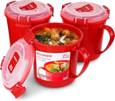 Microwave Mugs à Soupe de Cuisson Micro-Ondes, 656 mL, Lot de 3