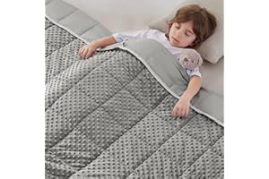 anfie Weighted Blanket Kids(40"x60" 7lbs) Weighted Blanket Cooling Blanket for Sleeping,Throw Size Breathable Blanket with Premium Glass Bead(Grey)