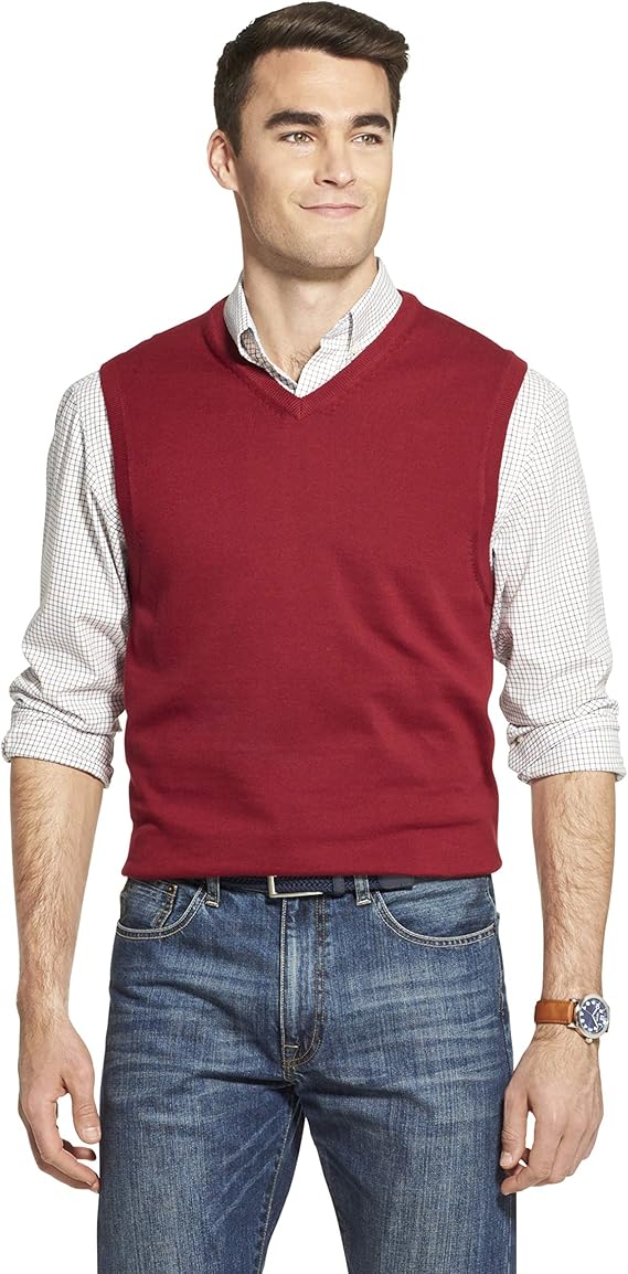 Izod mens Premium Essentials Solid VNeck 12 Gauge Sweater Vest Sweater