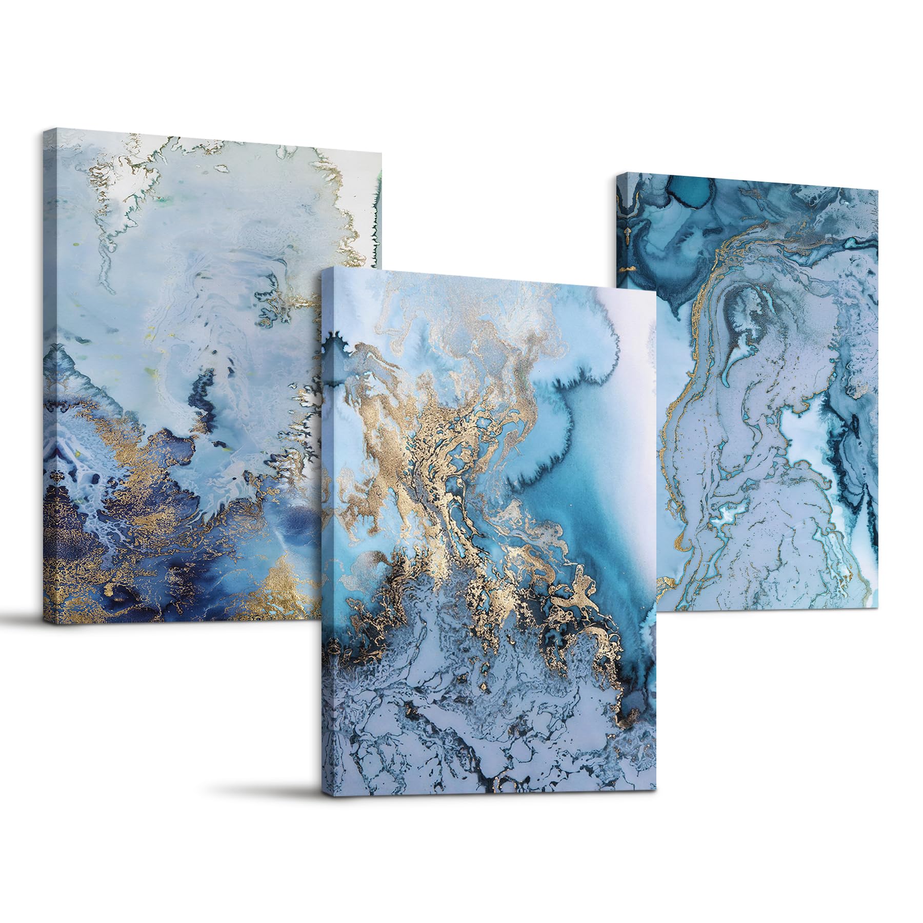 hyidecorart Abstract Canvas Wall Art for Living Room, Modern Blue Golden Artwork Bathroom Pictures Bedroom Wall Decor, Family Prints Paintings Wall Decorations for Hallway Kitchen Dining Room Office — image 1