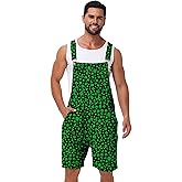 AOBUTE Unisex Mardi Gras Denim Bibs Overalls Men Carnival Printed Shorts Rompers Jumpsuit