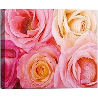 SIGNWIN Canvas Wall Art Bouquet of Blush Pink, Yellow and Orange Roses Floral Flower Photography Modern Art Romantics Closeup Relax/Calm Duotone for Living Room, Bedroom, Office - 12x18 inches
