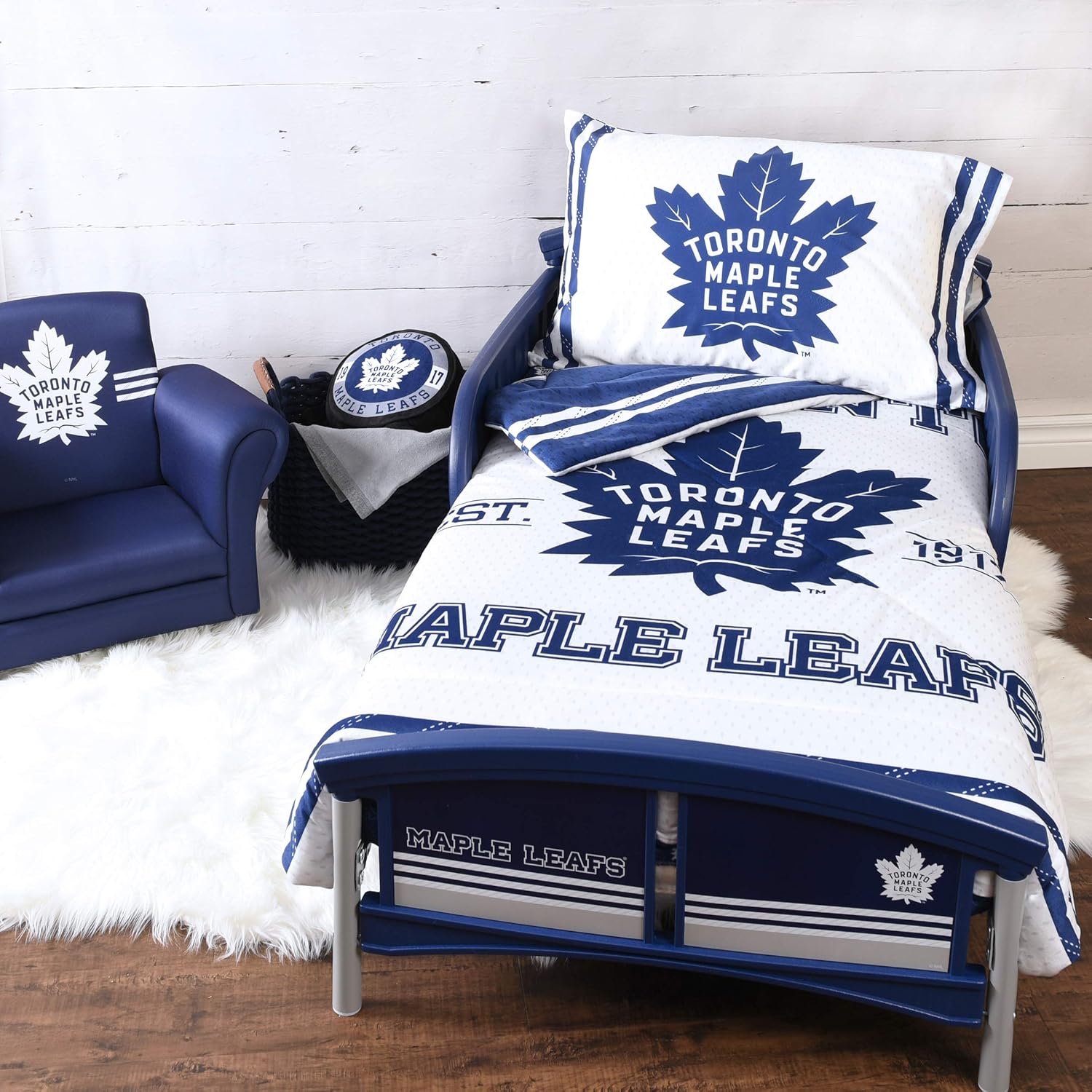 Officially Licensed NHL Toronto Maple Leafs 3 Piece Toddler Bedding Set