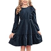 Arshiner Girls Dresses Casual Button Fall Winter Swing Dress