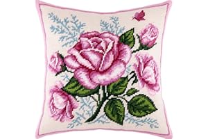 BRVSK Bouquet of Roses. Needlepoint Kit. Throw Pillow 16×16 Inches. Printed Tapestry Canvas, European Quality
