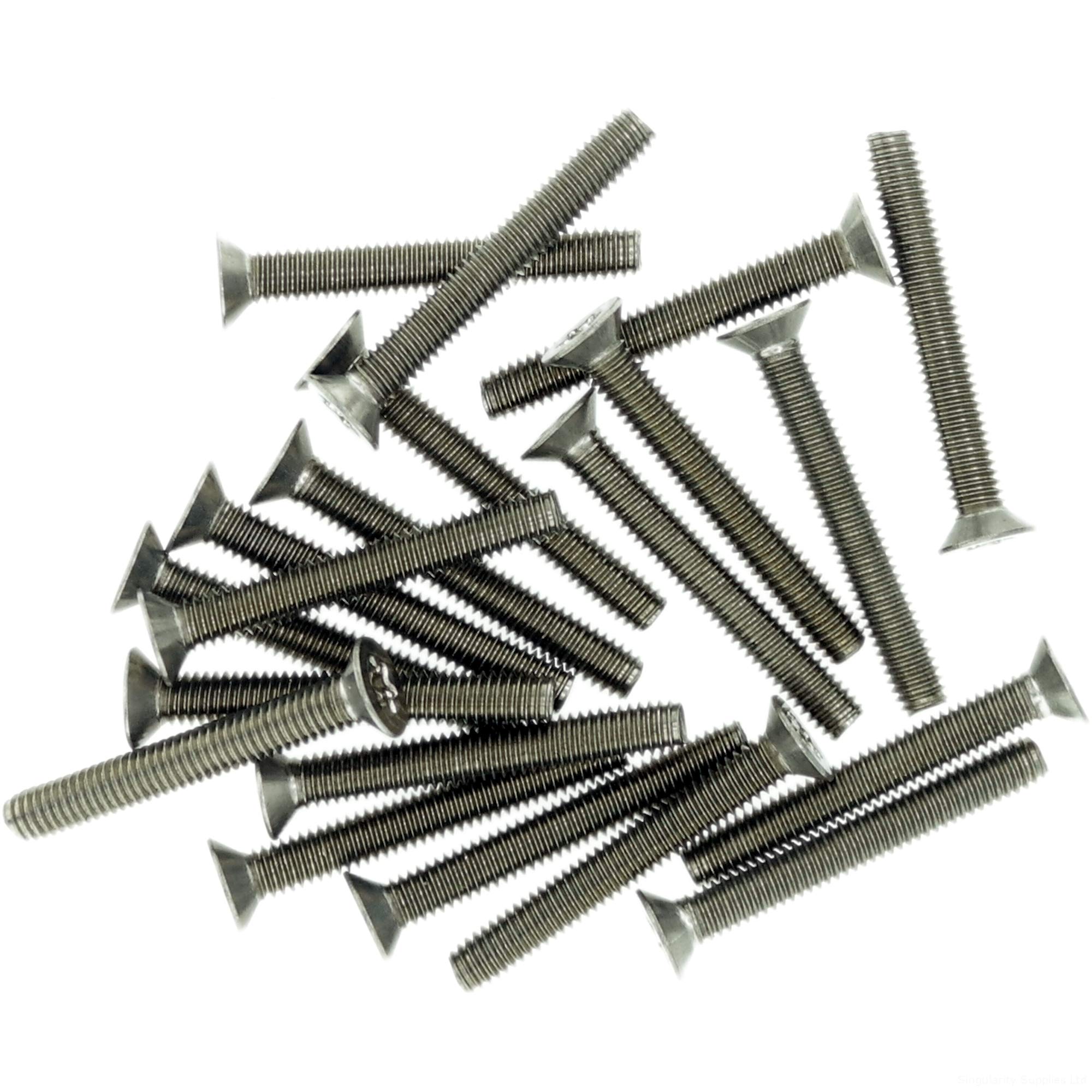 M2.5 (2.5mm x 6mm) TX Socket Countersunk Thread Rolling Screw - Stainless Steel (A2) (Pack of 20)