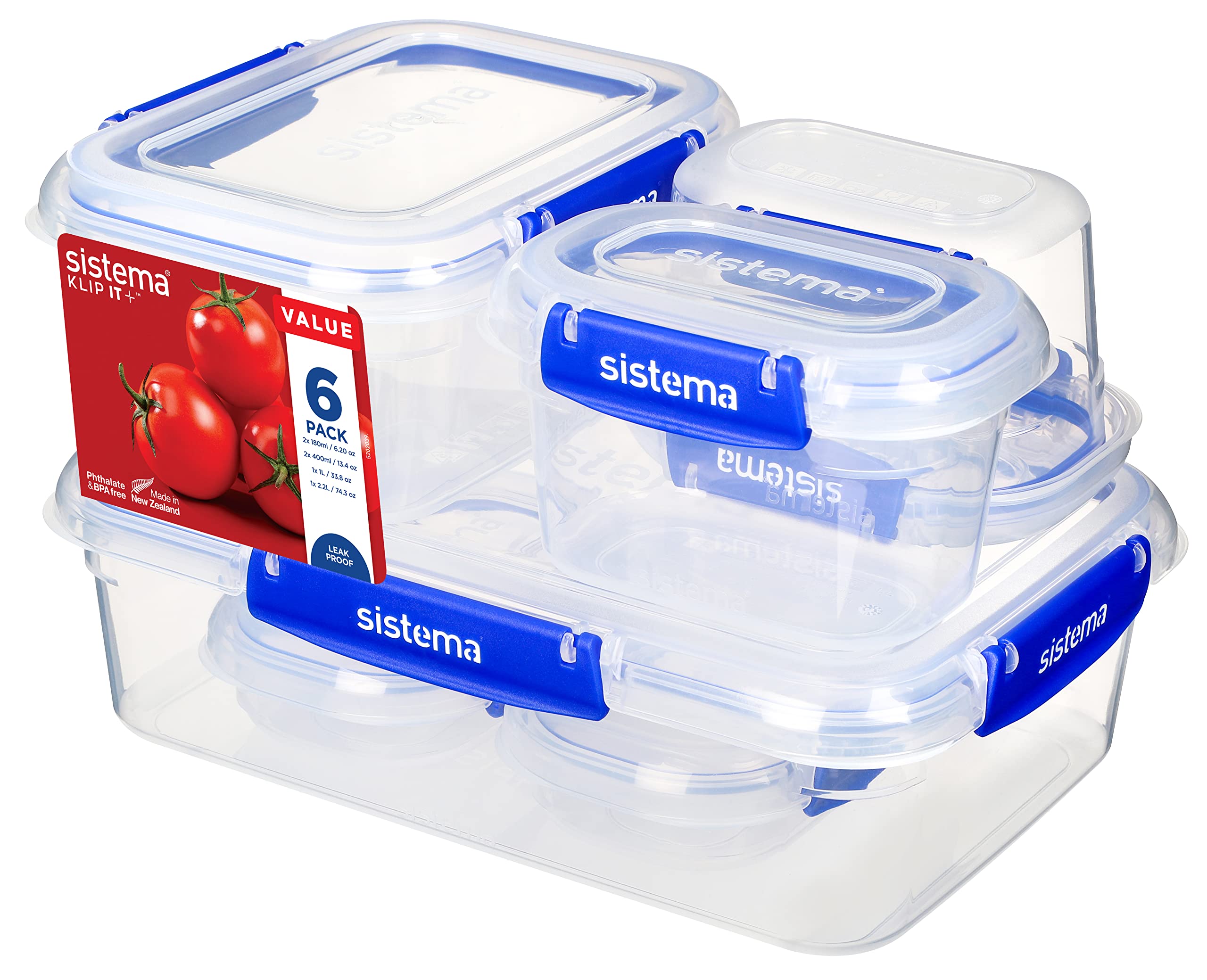 Sistema 881762 Klip It Plus Set of 6 Polypropylene Containers