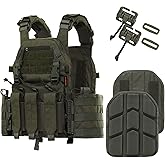 Tuxapo Tactical Molle Vests with Triple mag Pouch and Side Cummerbund Pouches, Quick Release Vests for Men