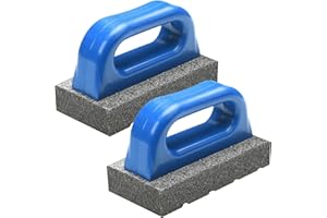 Wenqik 2 Pcs Rub Brick with Handle Concrete 20 Grit Masonry Tools Smoothing Cleaning Removing Marks Tool(Blue)