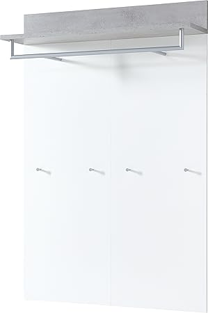 Germania 3773-531 Garderobenpaneel mit Kleiderstange GW-Topix in Weiß/Beton-Optik, 96 x 147 x 29 cm (BxHxT)