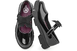 JABASIC Girls Mary Jane School Shoes Black Uniform Dress Flats Wedding Party Shoes