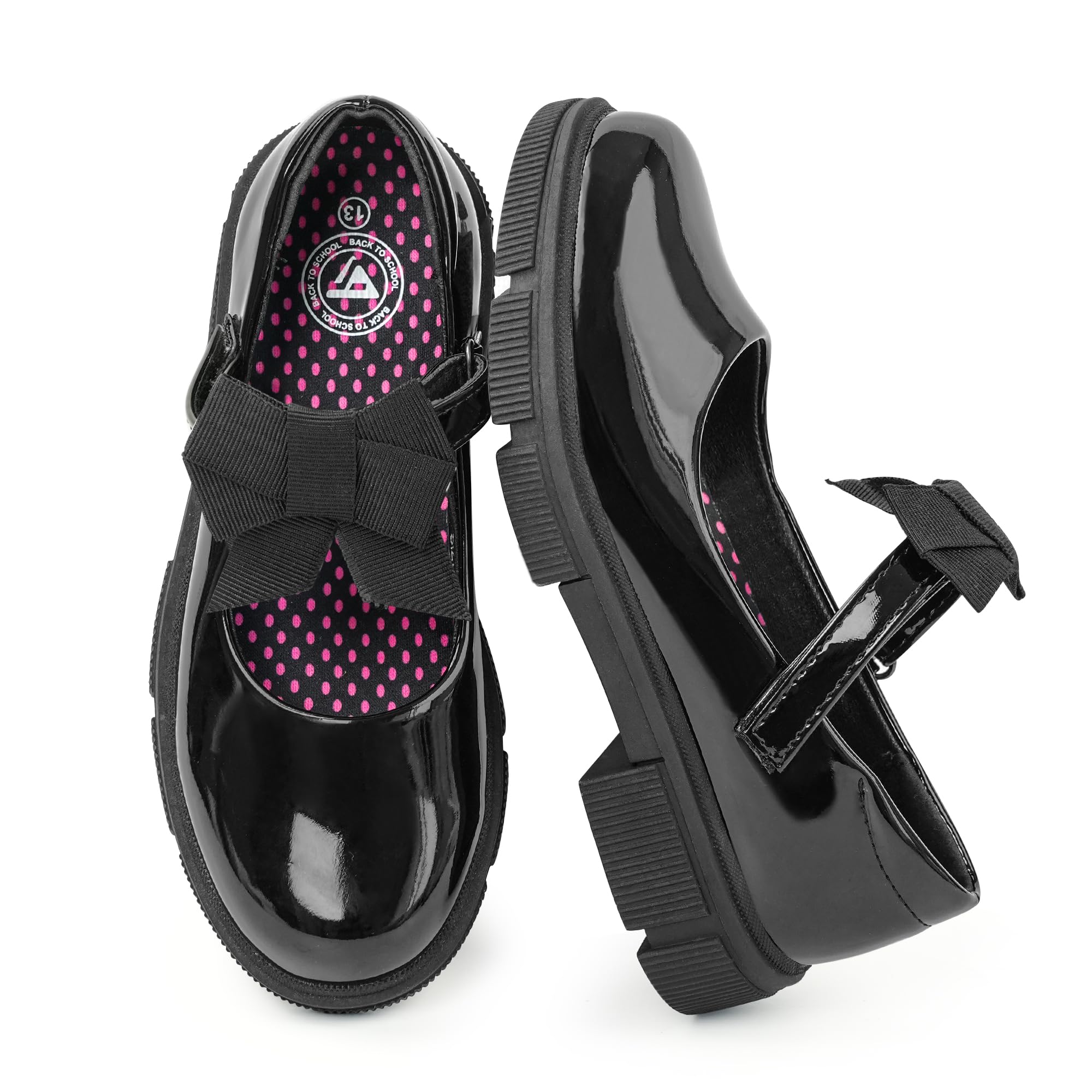 Photo 1 of **SHOES HAVE SCUFF MARKS**JABASIC Girls Mary Jane School Shoes Black Uniform Dress Flats Wedding Party Shoes (6.5,Black Patent)