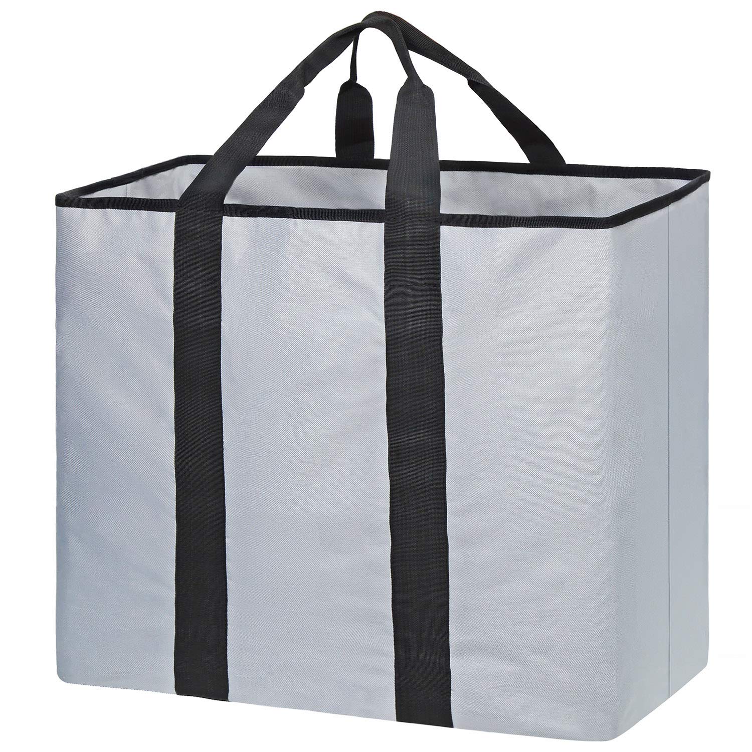 WISHPOOL Extra Large Laundry Basket Shopping Tote Bag Collapsible Laundry Hamper Handles Foldable Laundry Bags Standing Dirty Clothes Storage Organizer (Light Grey)