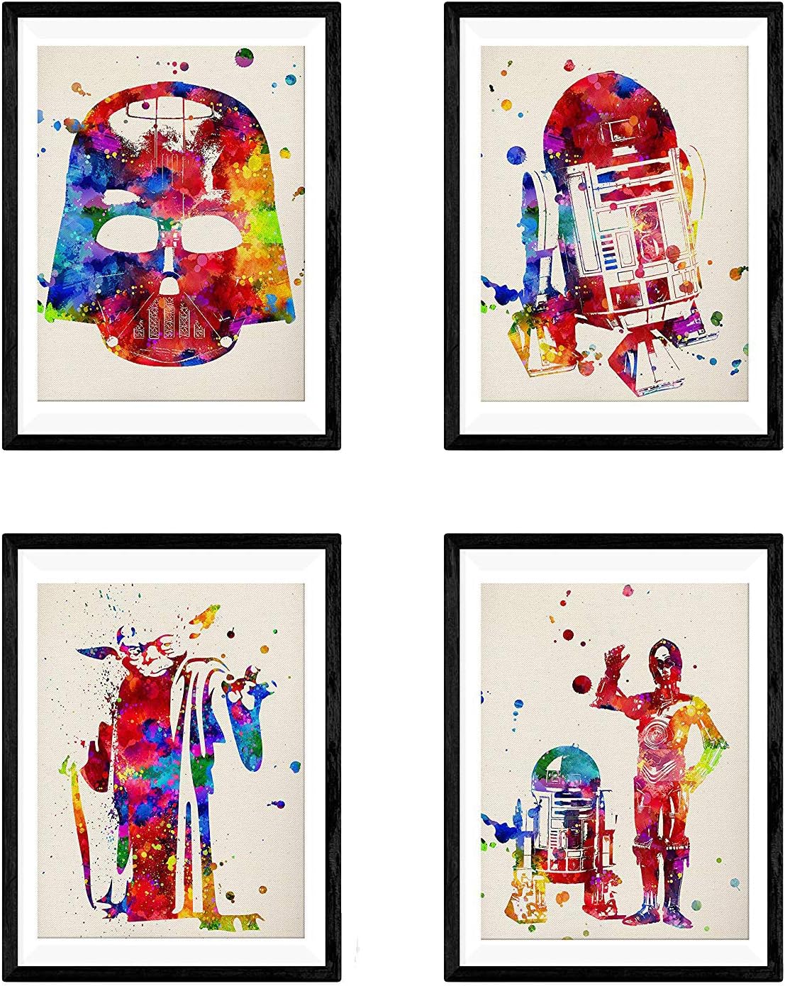 Amazon De Nacnic Star Wars Poster Set Star Wars Bilder In Aquarell Art Wand Dekor Kunst Set Von