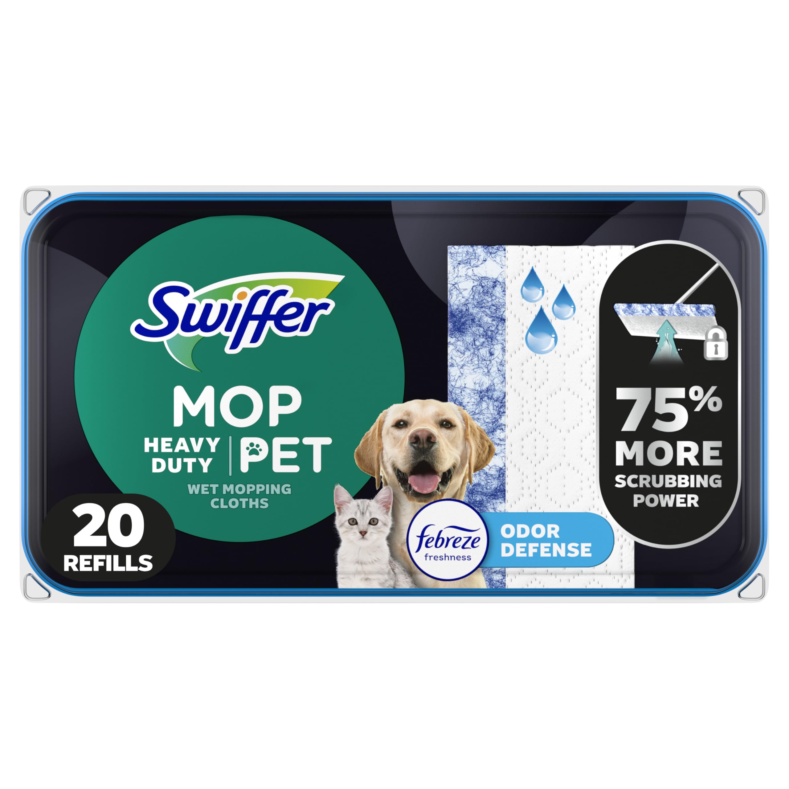Photo 1 of Swiffer Sweeper Pet Heavy Duty Multi-Surface Wet Cloth Refills for Floor Mopping and Cleaning, Fresh scent, 20 count (Packaging May Vary)