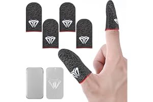 Sibba 4x Finger Sleeves Mobile Gaming Gloves Silver Fiber Game Controller Thumb Sleeve Ultra Thin Seamless Touchscreen Thumb Sleeves Anti Sweat Finger Cover Breathable Sensitive fit Tablet Devices Red