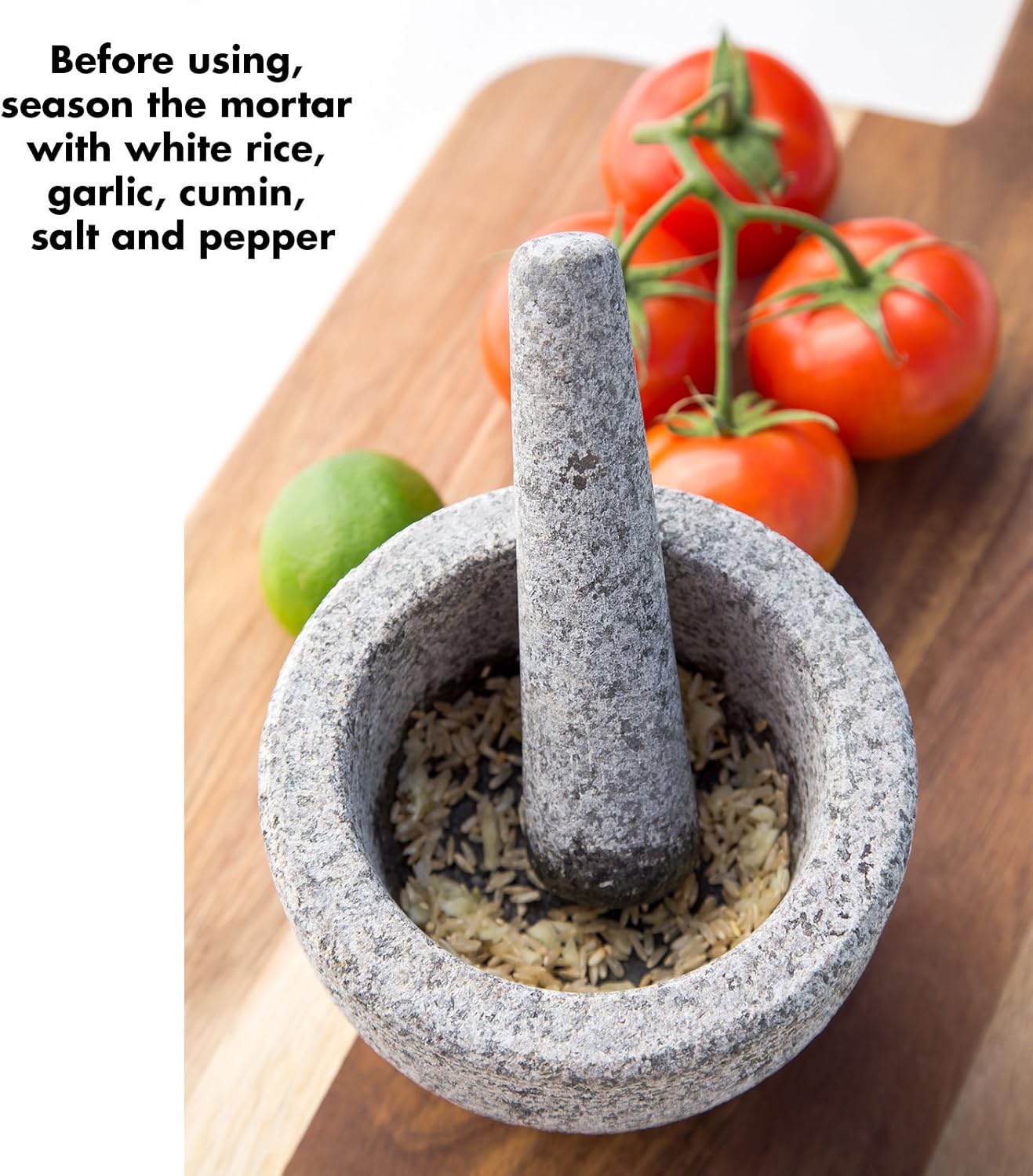 JAMIE OLIVER Mortar and Pestle, Unpolished Granite, 6 Inch: Kitchen & Dining