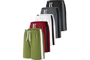 Resinta 5 Pack Boys Shorts Boys Basketball Athletic Shorts Kids Active Gym Soccer Sports Shorts Mesh Quick Dry Elastic Waist