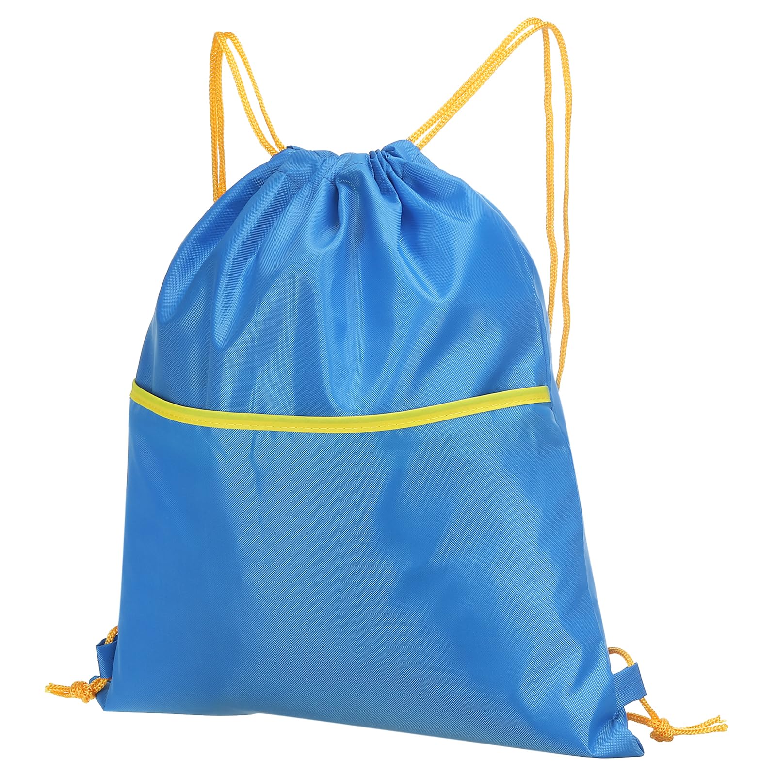 PATIKIL Drawstring Backpack Bag, Drawstring Gym Bags String Backpack with W Zipper Side Pockets for Women Men, Blue