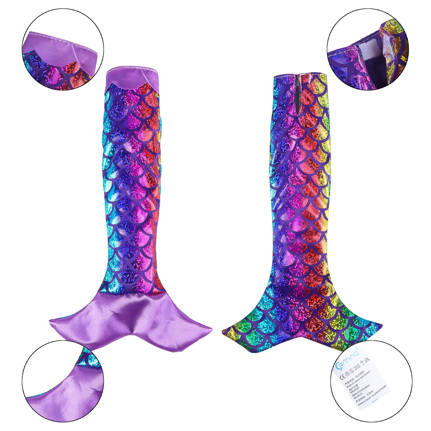 E-TING Santa Mermaid Dress Clothing for Elf Doll Christmas Accessories (Purple)