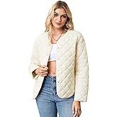 EELOTILE Women's Winter Quilted Jackets Lightweight Long Sleeve Button Down Coats With Pockets