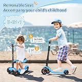 YOLEO 3-in-1 Children`s Scooter with Removable Seat LED Wheels Height Adjustable view 2