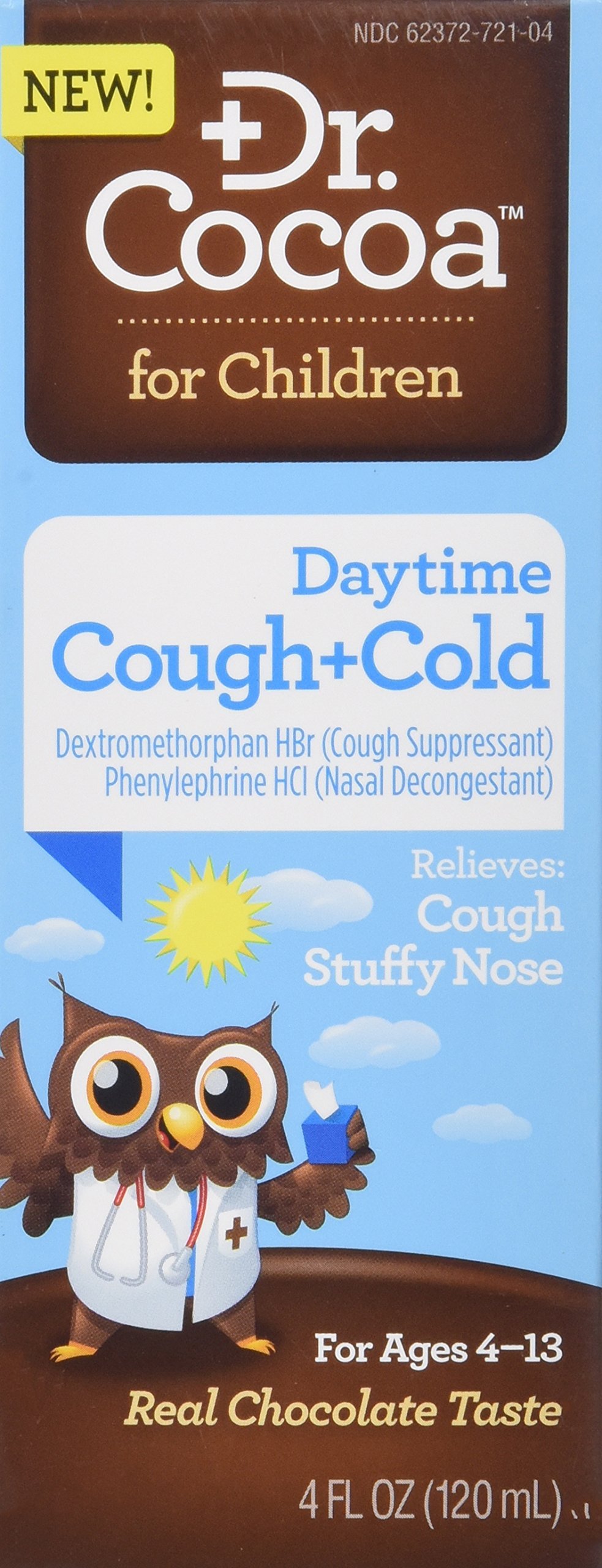 Dr. Cocoa Cough and Cold Medicine for Kids, Nighttime Formula, Real Chocolate Taste