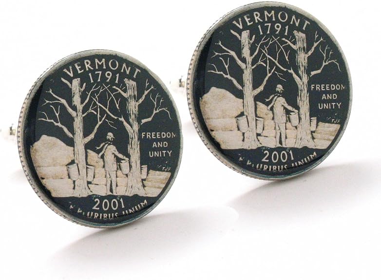 Vermont Cufflinks Suit Flag State Coin Jewelry