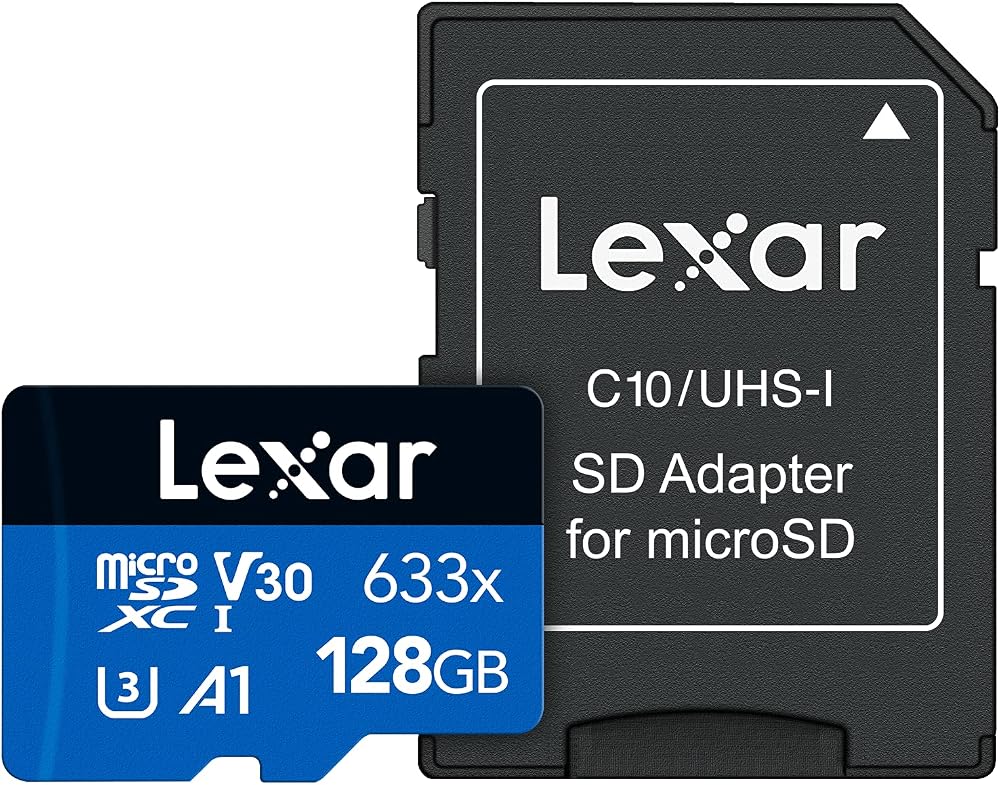Lexar 128GB microSDXC UHS-I U3 V30 Card w/ SD Adapter 100MB/s for Smartphones