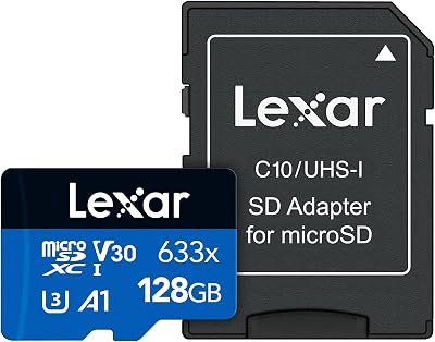 Lexar 128GB microSDXC UHS-I U3 V30 Card w/ SD Adapter 100MB/s for Smartphones