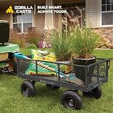 Gorilla Carts Solid Steel Utility Wagon 800 lb Capacity 4 Wheel Pneumatic Tires view 6