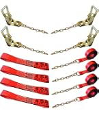 Mega Cargo 8-Point Roll Back Vehicle Tie Down Kit – Heavy Duty Towing Straps With Chain Extensions & Sleeve Protectors - View #6