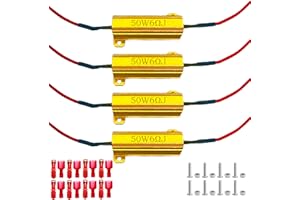 QeeaHuuo 4Pcs 50W 6ohm Led Load Resistor TO Fix LED Bulb Fast Hyper Flash Turn Signal Blink Error Code, Led Tail Light Resistor
