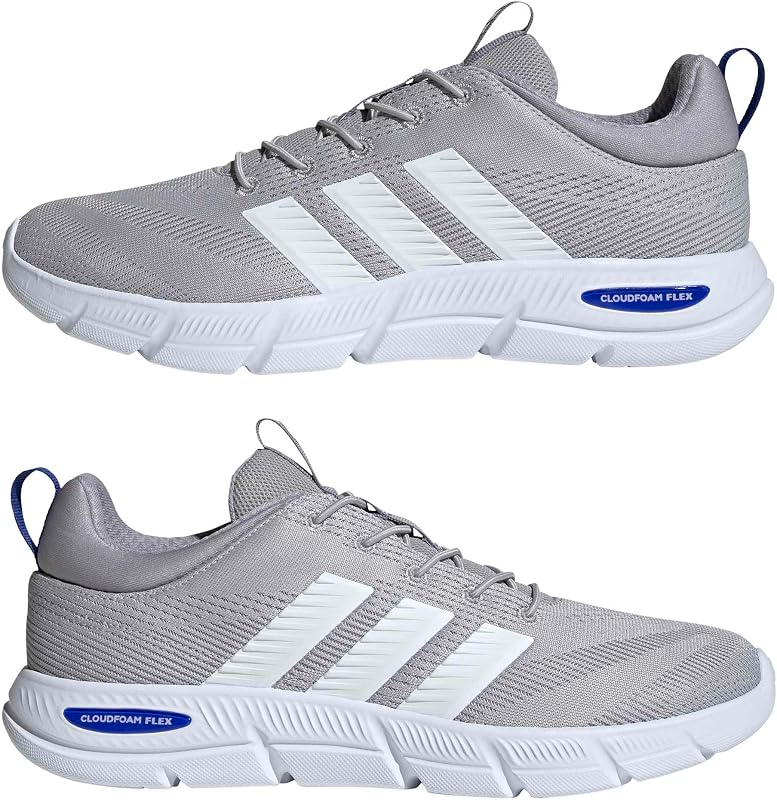 Herren Cloudfoam Flex Elastic Laces Shoes, Grey Two/FTWR White/Glory Grey, 42 EU