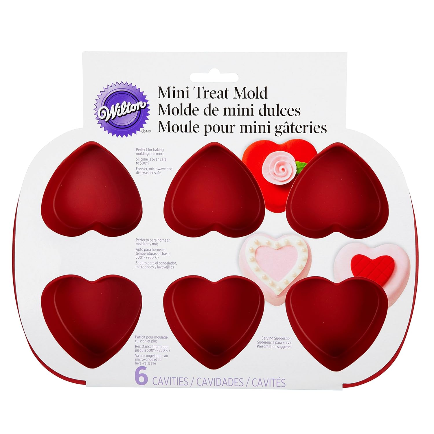 Wilton Mini Silicone Heart Mold, 6-Cavity Mold for Heart Shaped Cookies and Candy