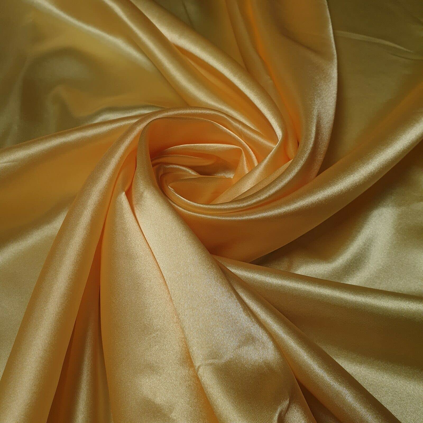 100% Polyester/Poly Silk Silky Satin Fabric, Dressmaking, Wedding, Prom - Dress Craft Fabric Material 58" - 150 cm Wide Sold As 1 Meter Pre - Cut Lengths (Available in 22 Colours) (Yellow)