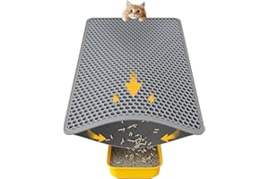 POWOOLS Cat Litter Mat - 23.2'' x 14.6'' Small Litter Trapping Mat, Easy to Clean Litter Box Mat, Waterproof, Urine-Proof, Non-Slip Kitty Litter Mats for Floor, Grey