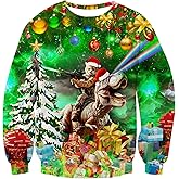 RAISEVERN Ugly Christmas Sweatshirt for Women Men Funny Novelty Xmas Tops
