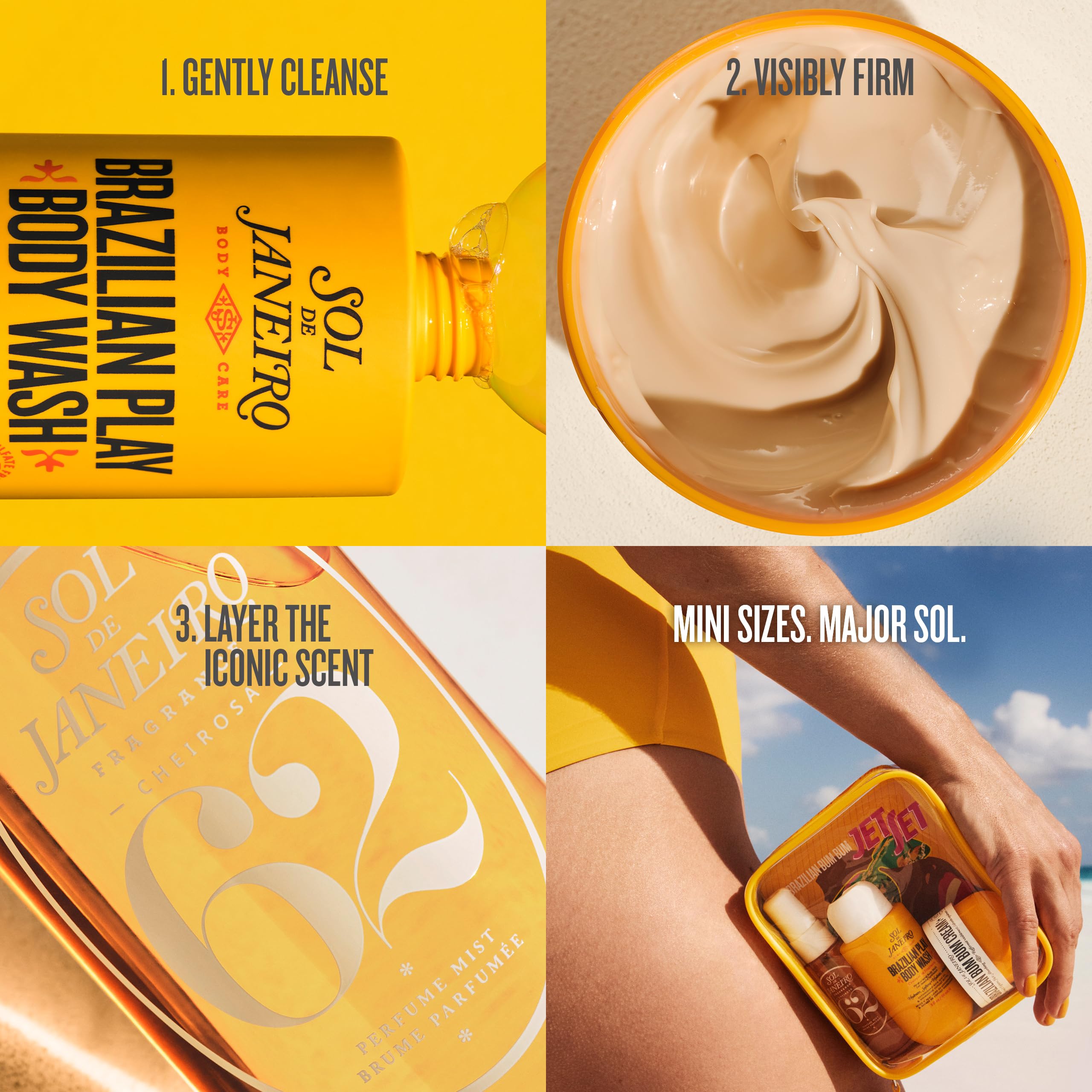 Sol de Janeiro Jet Set - Travel Size Body Care Kit - Beauty Gift Sets - Trial Set Body Wash, Cream & Mist