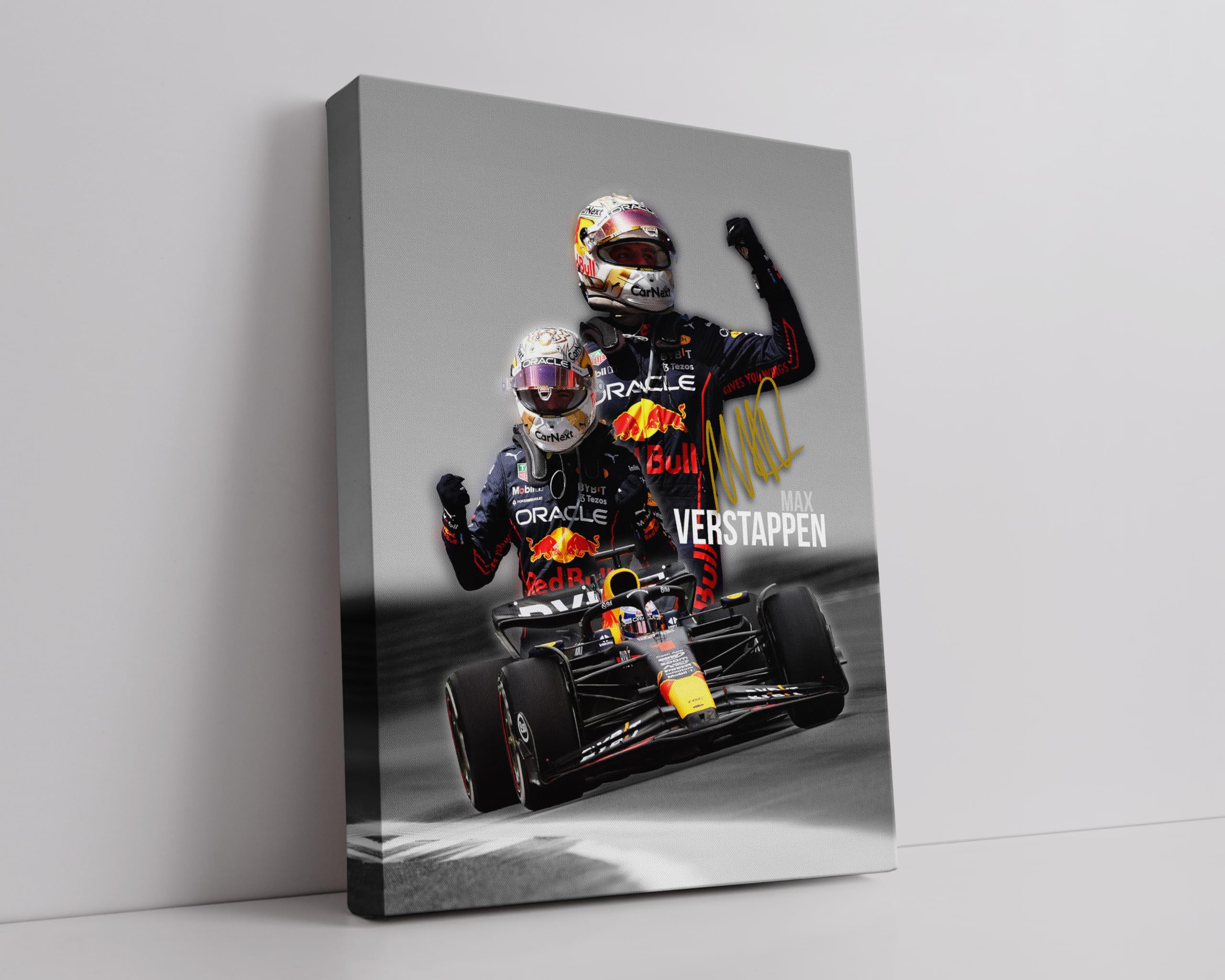 HWC Trading Max Verstappen 16 x 12 inch Canvas Print Signed Autograph Presentation Display for F1 Formula 1 Racing Fans - Canvas Only