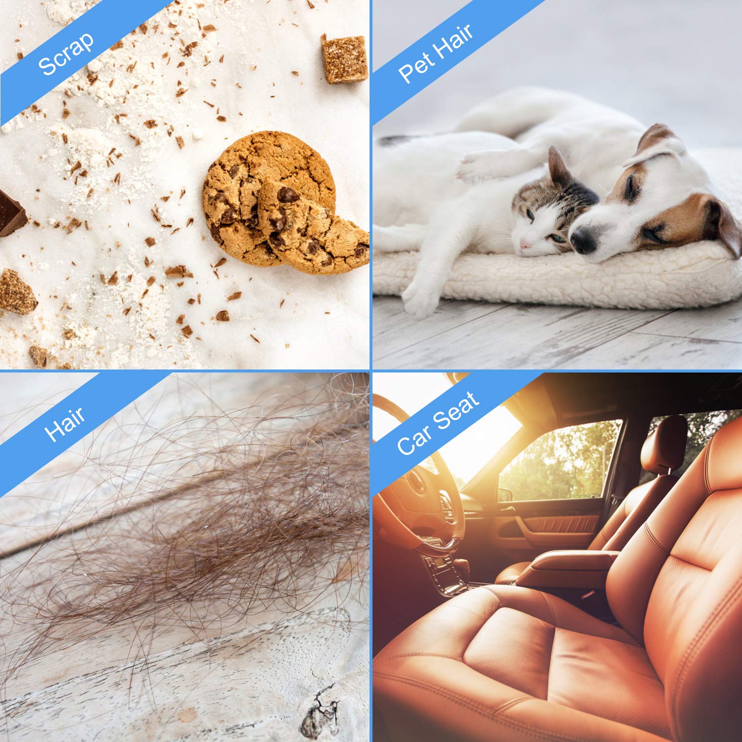 Lint Remover Roller, WOWGO 4Pack Sticky Lint Roller, Fluff & Pet Hair Remover, Cloth Cleaning, Washable Reusable Lint Roller for Clothes, , Car Seats, Medium/Mini Size, Blue