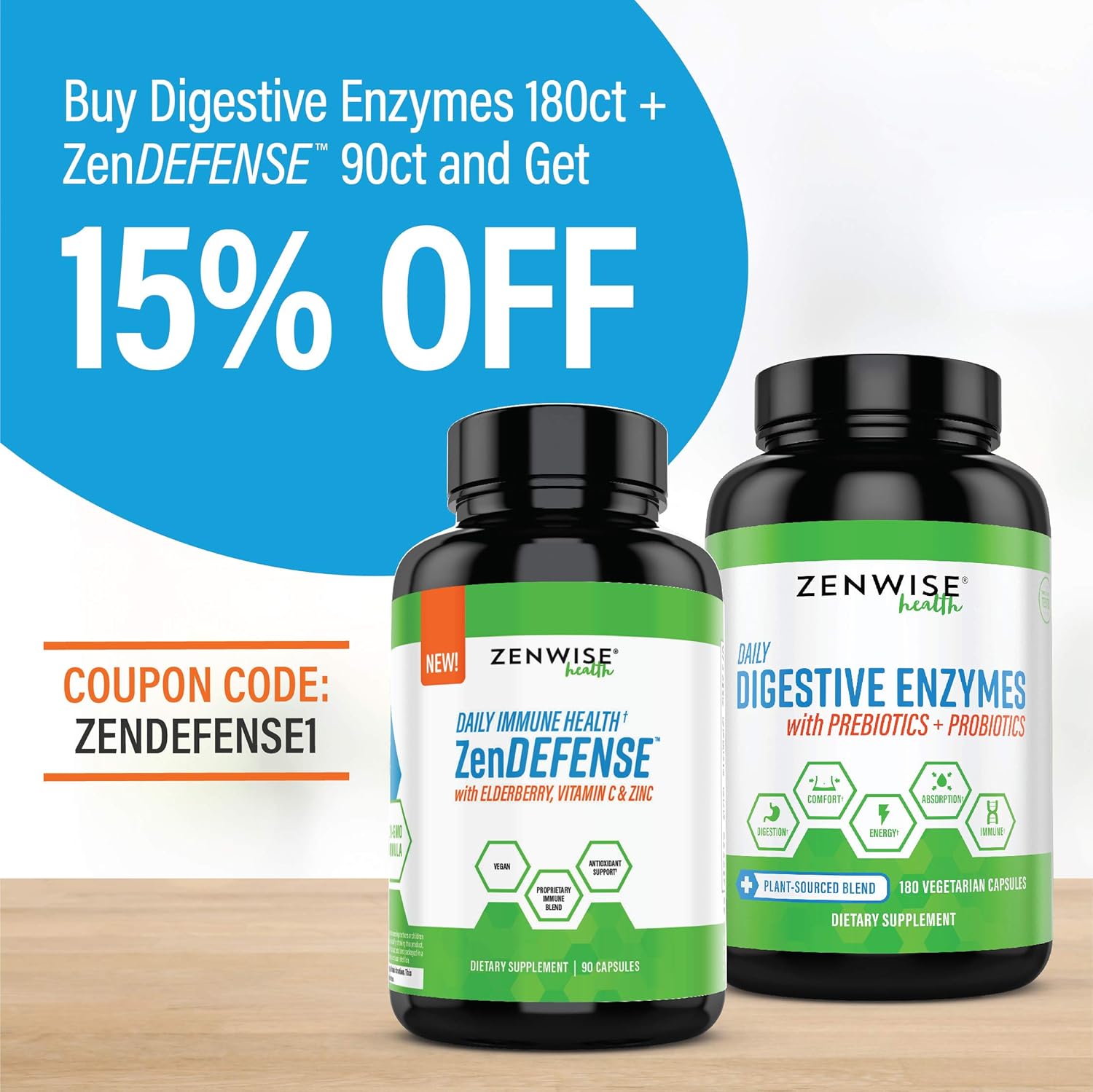 Zenwise Health Digestive Enzymes Plus Prebiotics & Probiotics Supplement, 180 Servings, Vegan Formula for Better Digestion & Lactose Absorption with Amylase & Bromelain, 2 Month Supply: Health & Personal Care
