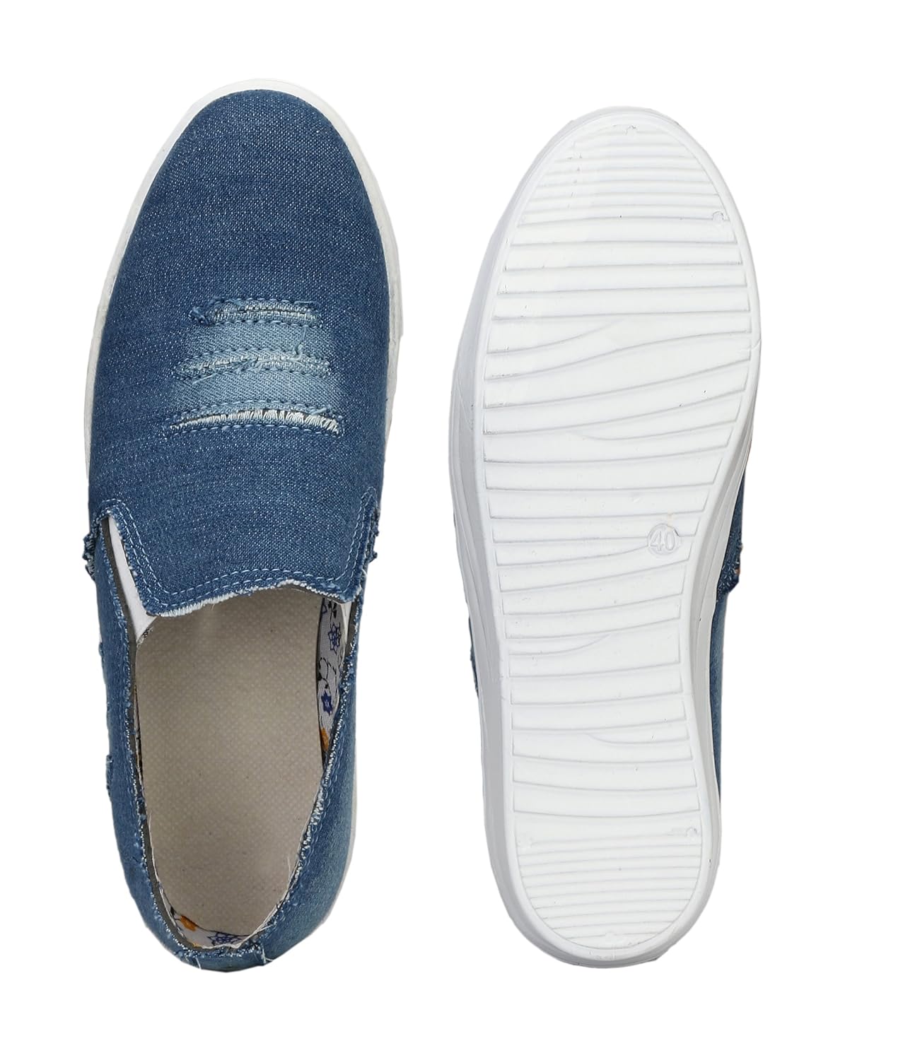 revoke blue denim high sole slipon casual shoes for womens/girls