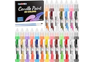 FansArriche Candle Paint, 20 x 15 ml Candle Wax Pen Set for Candle Making, Water-Based Candle Pen for Candle Painting and Decorating with Fine Painting Tip