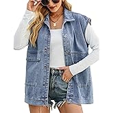 HangNiFang Aztec Denim Jacket Shacket for Women Button Down Vintage Distressed Blue Jean Jacket